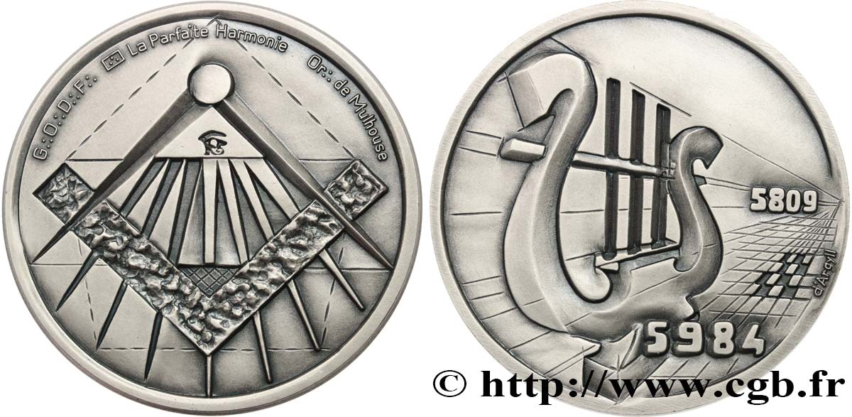 FREEMASONRY Médaille, La Parfaite Harmonie, 175e anniversaire AU