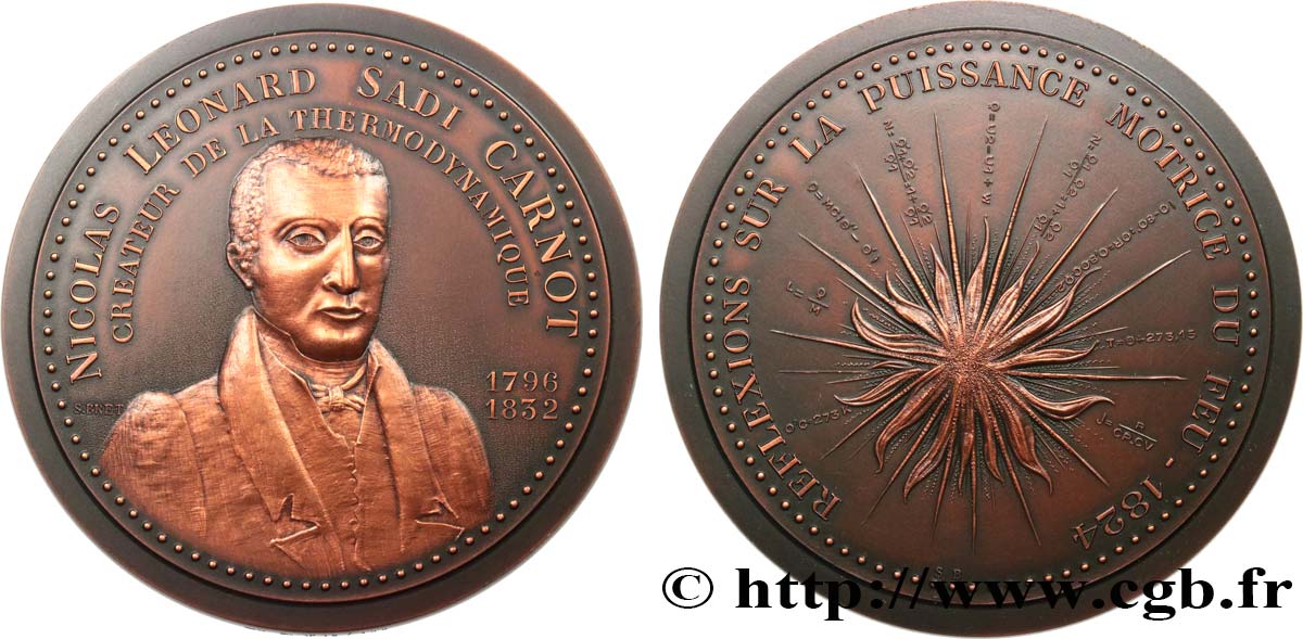 SCIENCES & SCIENTIFIQUES Médaille, Nicolas Léonard Sadi Carnot AU