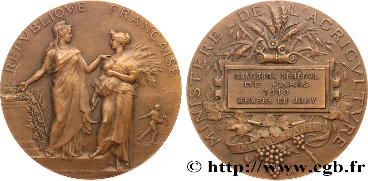 III REPUBLIC Médaille, Concours général agricole de Paris, membre du jury AU