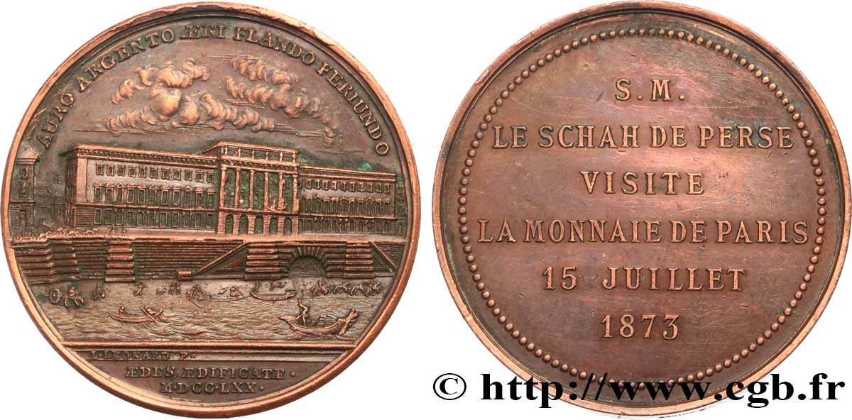 TROISIÈME RÉPUBLIQUE Médaille, Visite de la Monnaie de Paris par le Shah de Perse TTB
