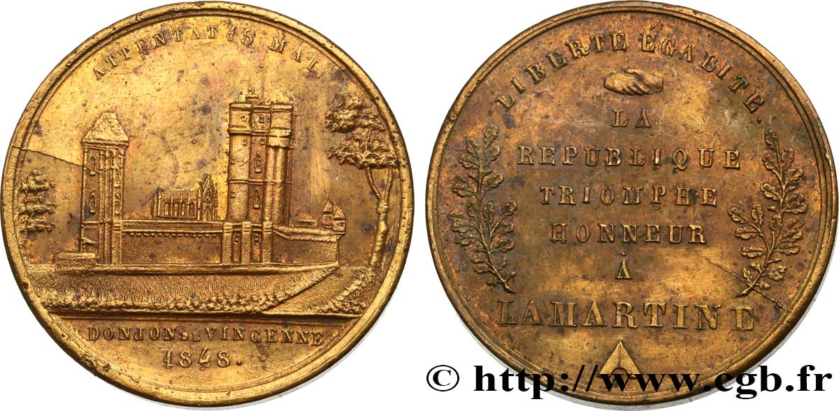 SECOND REPUBLIC Médaille, Honneur à Lamartine XF