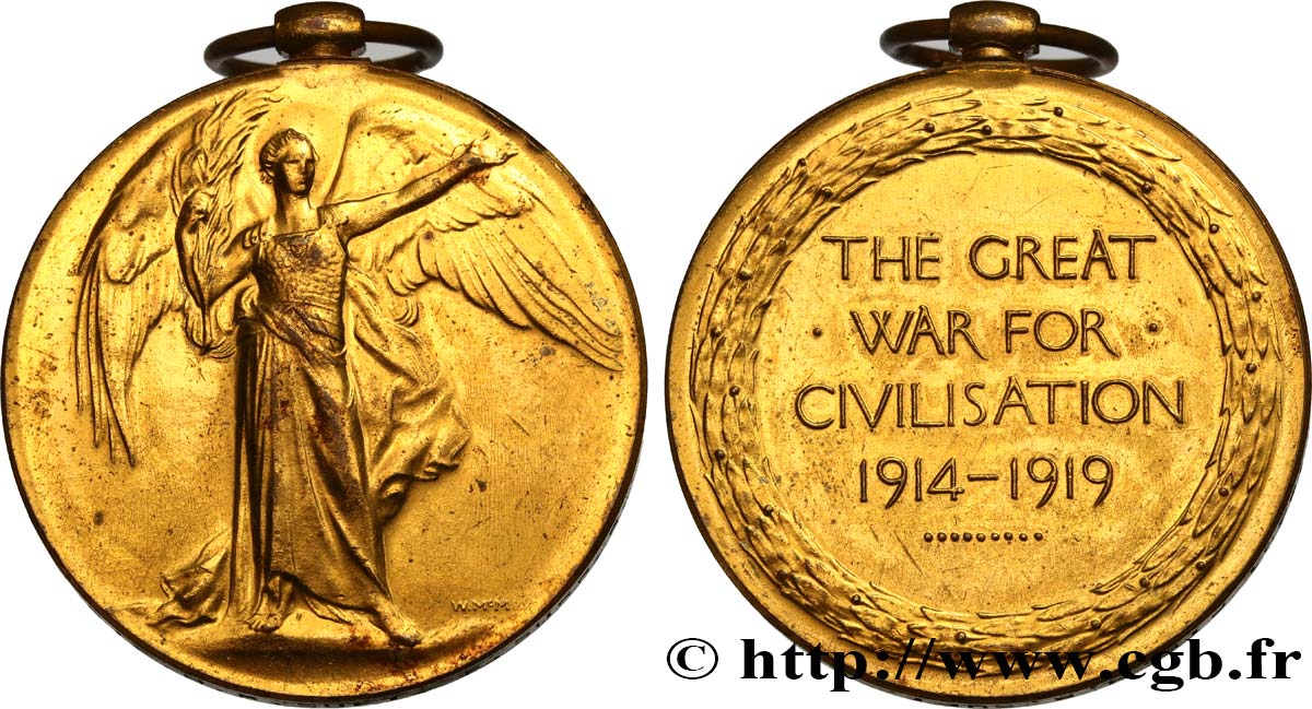 ROYAUME-UNI Médaille interalliée, Grande Guerre de civilisation TTB/TTB+