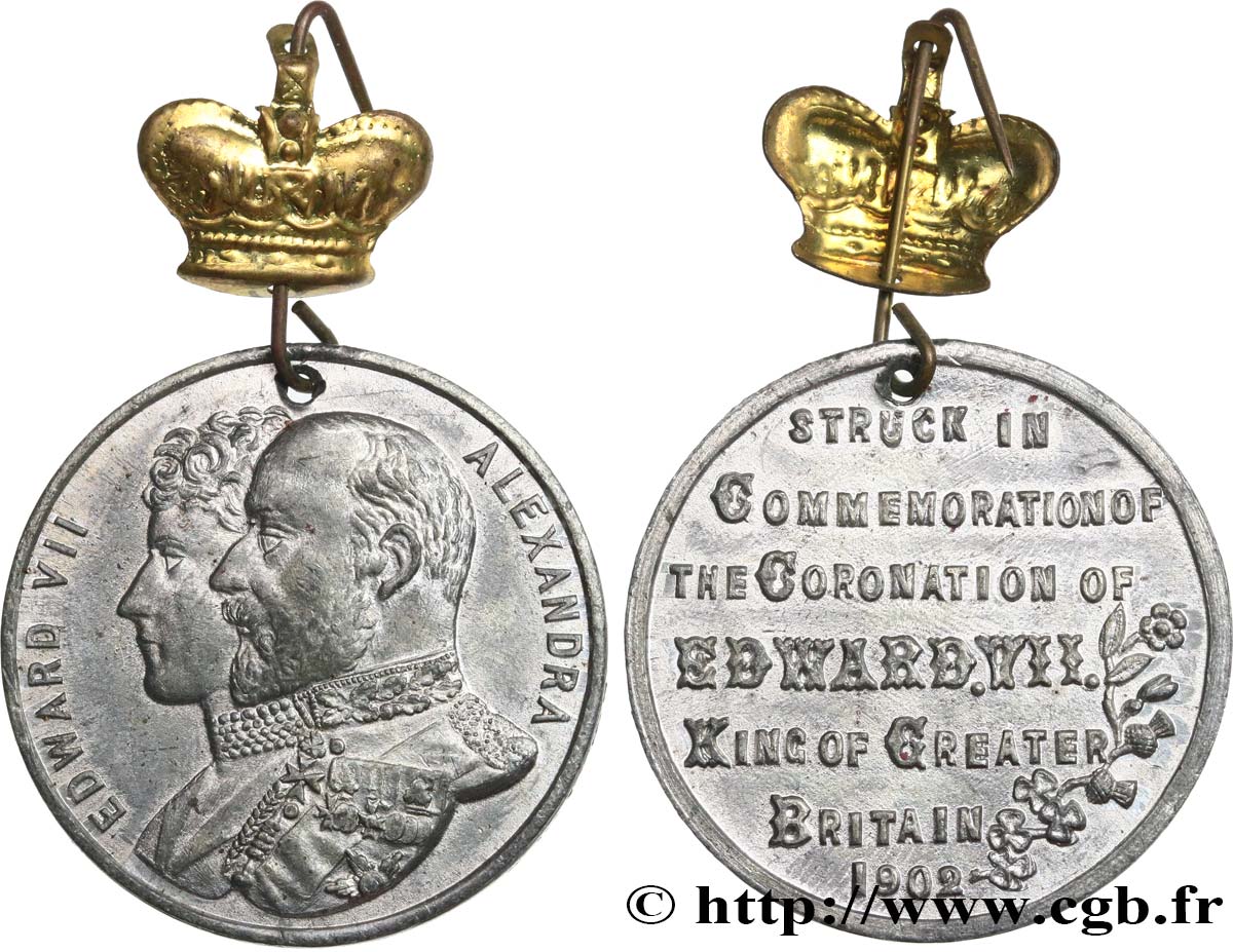 GRANDE-BRETAGNE - ÉDOUARD VII Médaille, Commémoration du couronnement TTB/TTB+