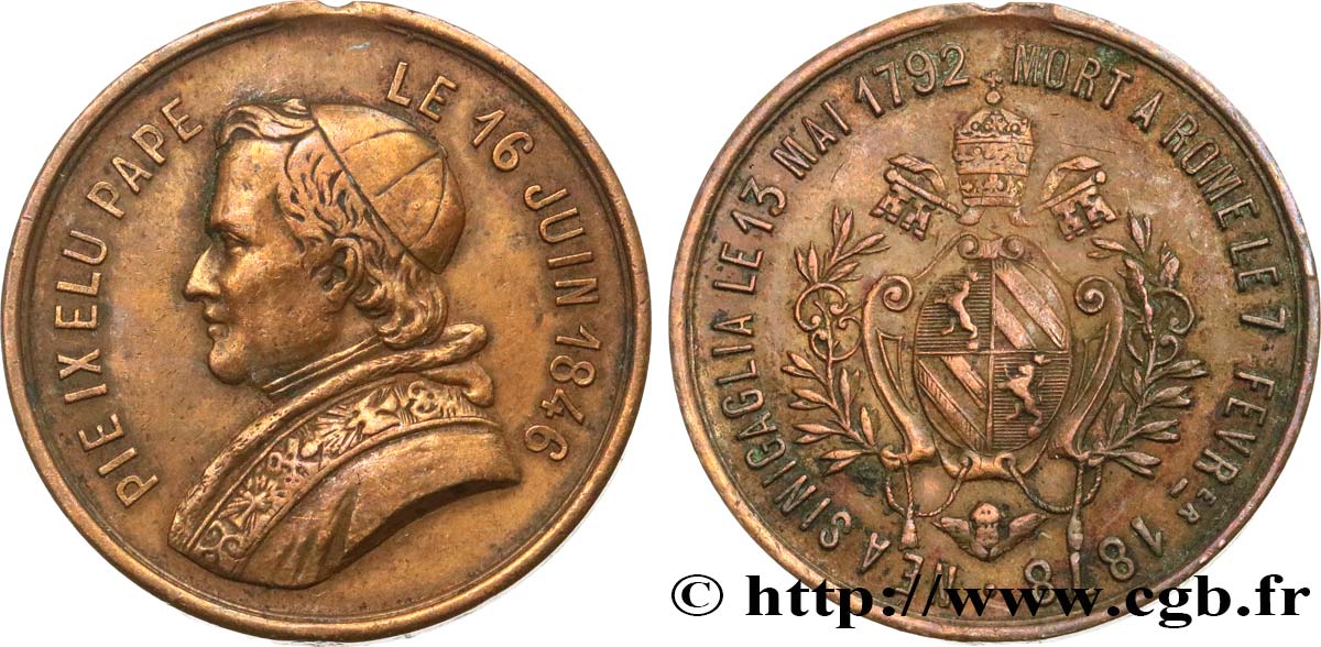 ITALIA - STATO PONTIFICIO - PIE IX (Giovanni Maria Mastai Ferretti) Médaille, Décès du pape BB