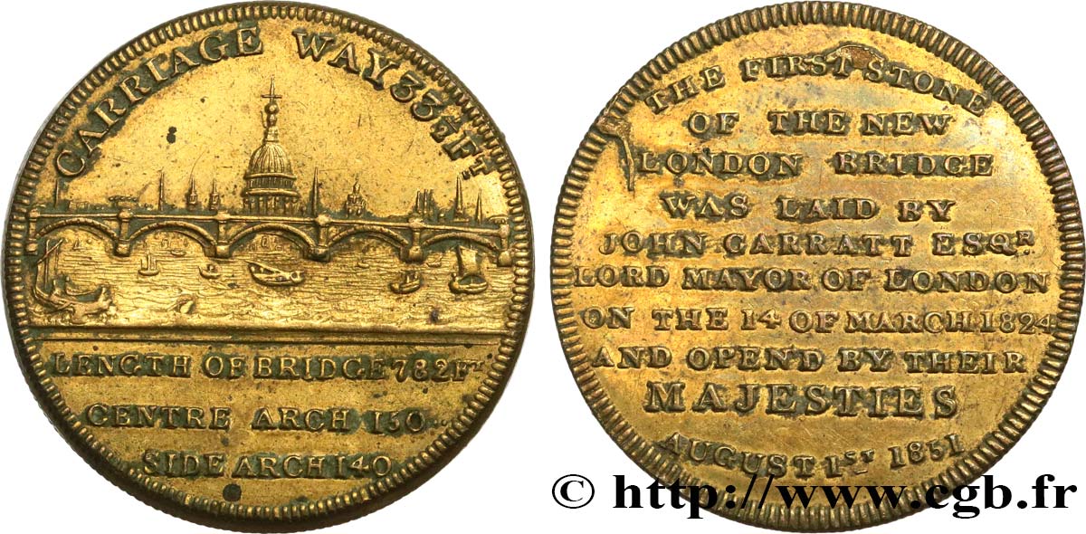 GRANDE-BRETAGNE - GUILLAUME IV Médaille, Ouverture du nouveau London Bridge TTB