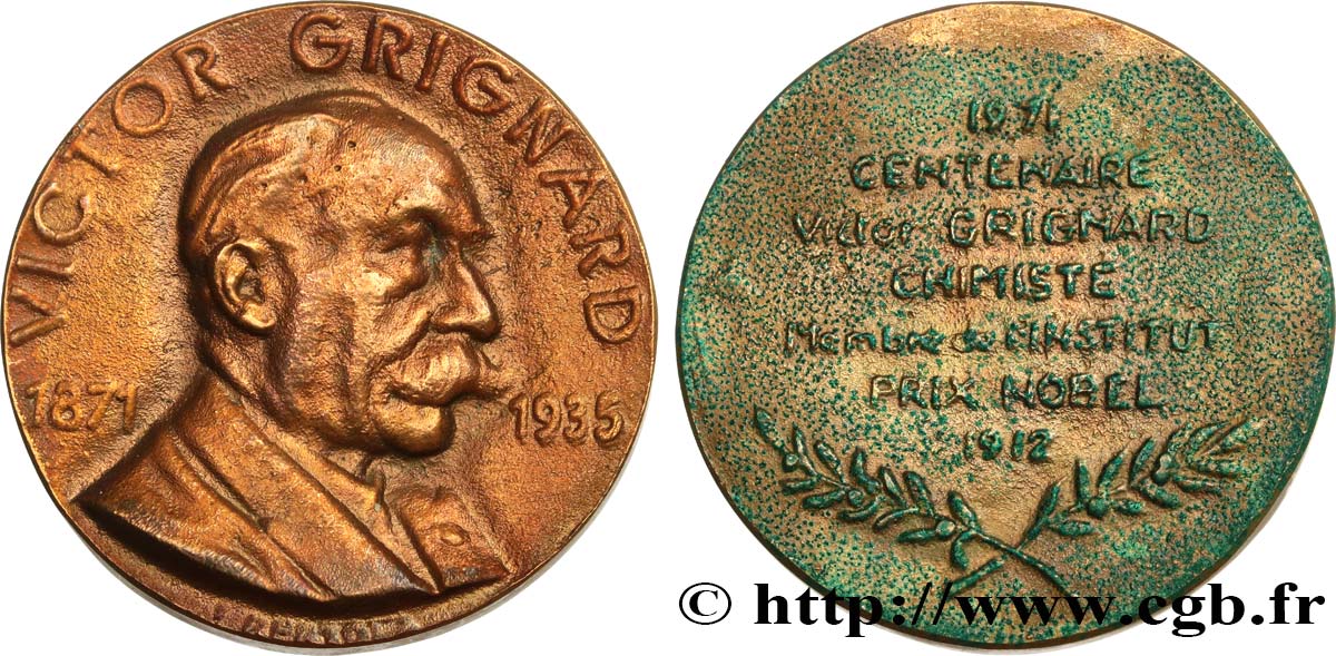 SCIENCES & SCIENTIFIQUES Médaille, Centenaire de Victor Grignard TB+