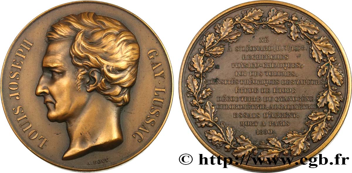 SCIENCES & SCIENTIFIQUES Médaille, Joseph-Louis Gay-Lussac TTB+