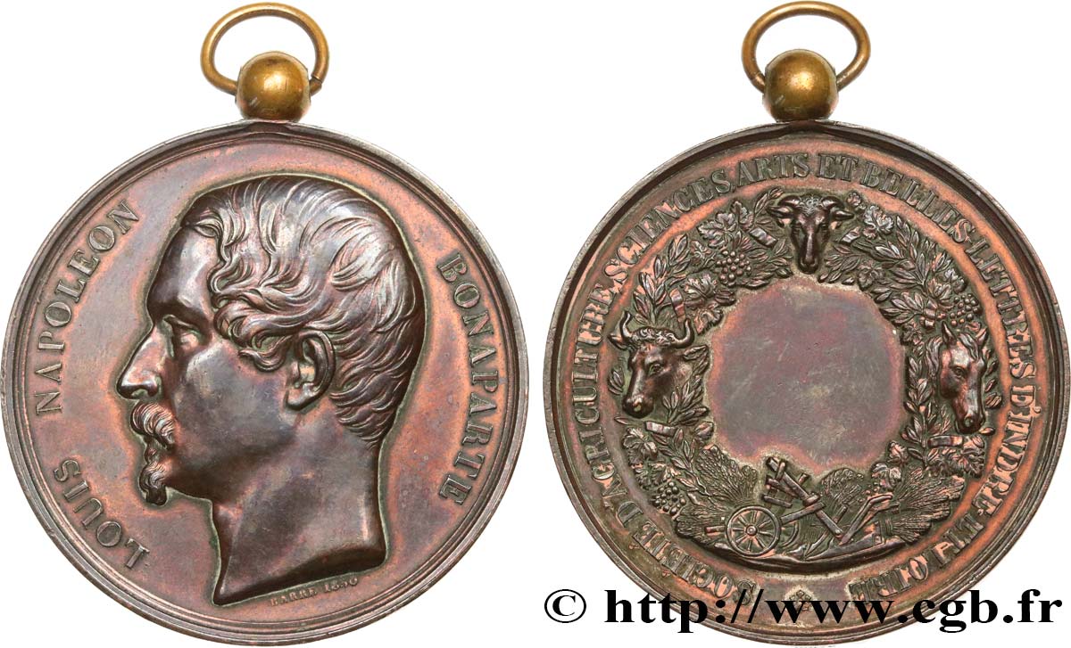 SECOND REPUBLIC Médaille, Société d’Agriculture, Sciences, Arts et Belles-Lettres AU