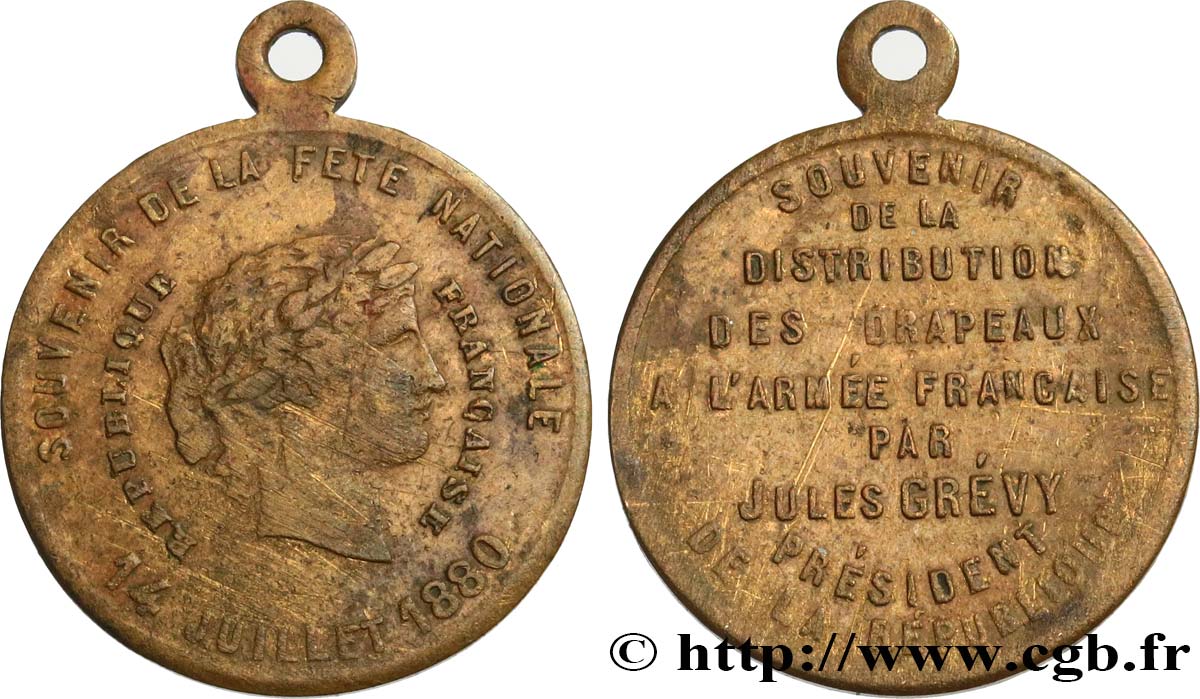 TROISIÈME RÉPUBLIQUE Médaillette, Souvenir de la distribution des drapeaux TB+