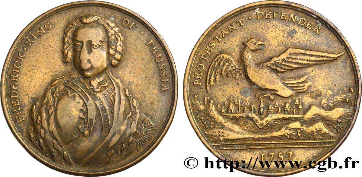 ALLEMAGNE - ROYAUME DE PRUSSE - FRÉDÉRIC II LE GRAND Médaille, Bataille de Prague TB+