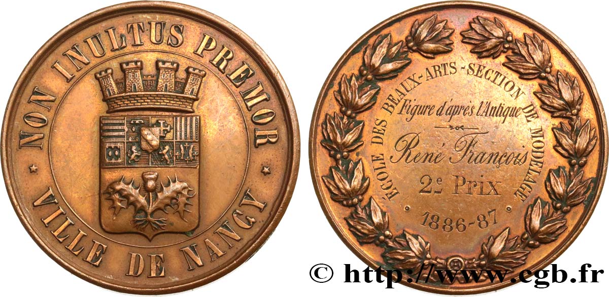 III REPUBLIC Médaille, Prix, École des Beaux-arts XF