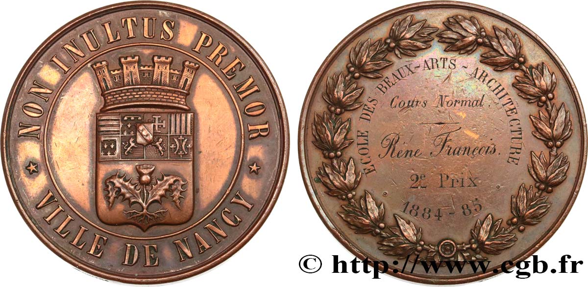 TROISIÈME RÉPUBLIQUE Médaille, Prix, École des Beaux-arts TTB
