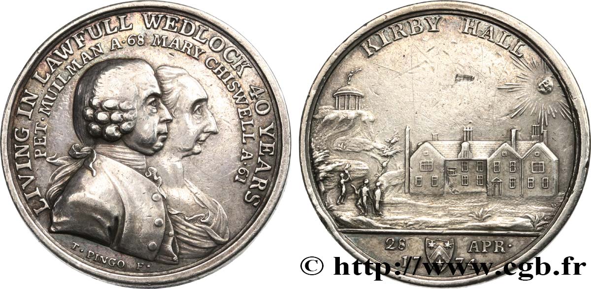 GREAT-BRITAIN - GEORGE III Médaille, 40e anniversaire de mariage de Peter Muilman et Mary Chiswell XF