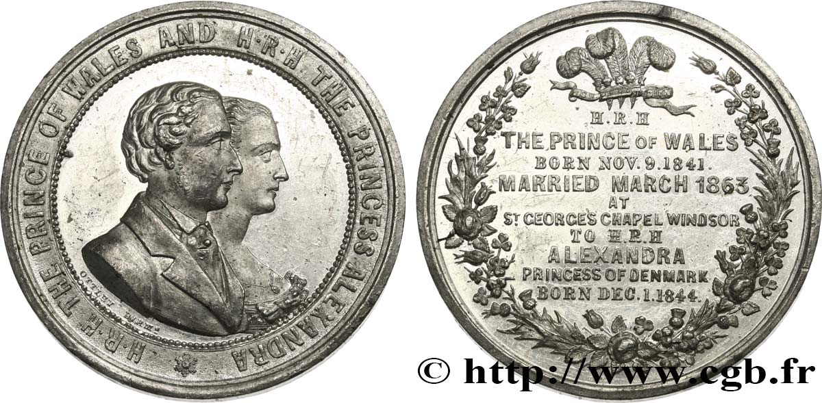 UNITED KINGDOM Médaille, Mariage du Prince de Galles, Albert-Edouard, et Alexandra du Danemark XF