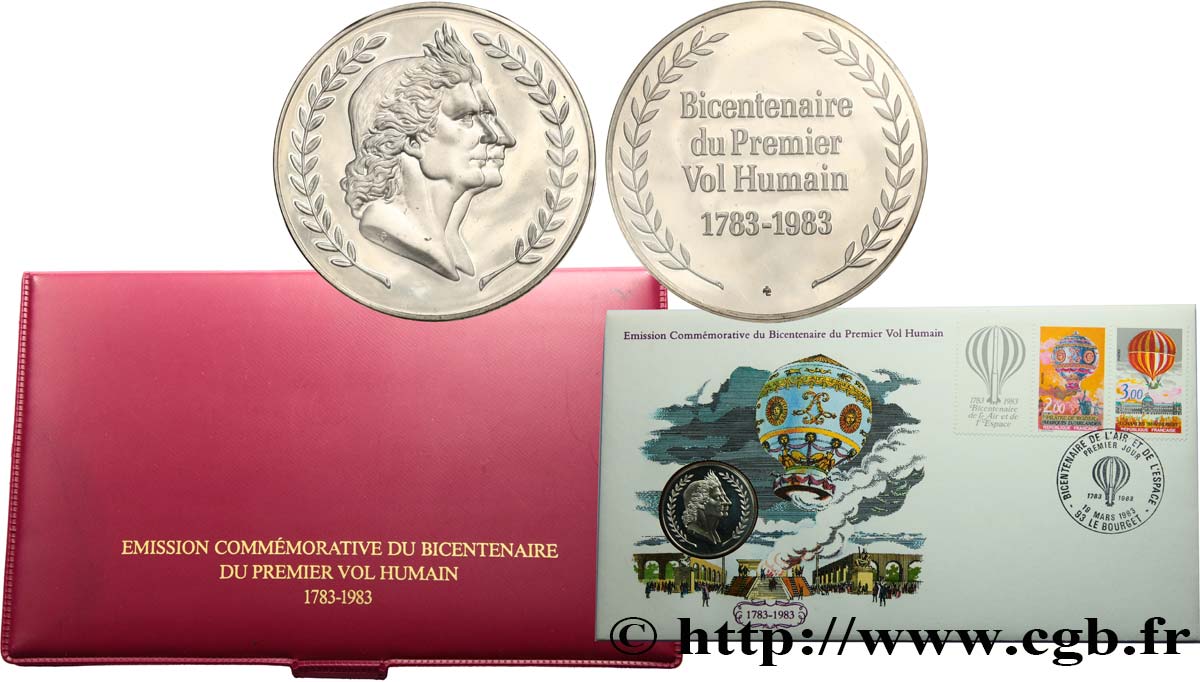 CINQUIÈME RÉPUBLIQUE Enveloppe “Timbre médaille”, Bicentenaire du Premier Vol Humain SPL