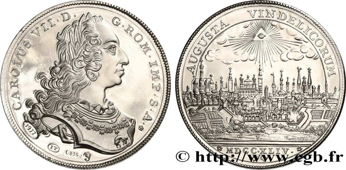 BAVIÈRE - DUCHÉ DE BAVIÈRE - CHARLES-ALBERT Médaille, Réplique du Thaler d’Augsburger EBC