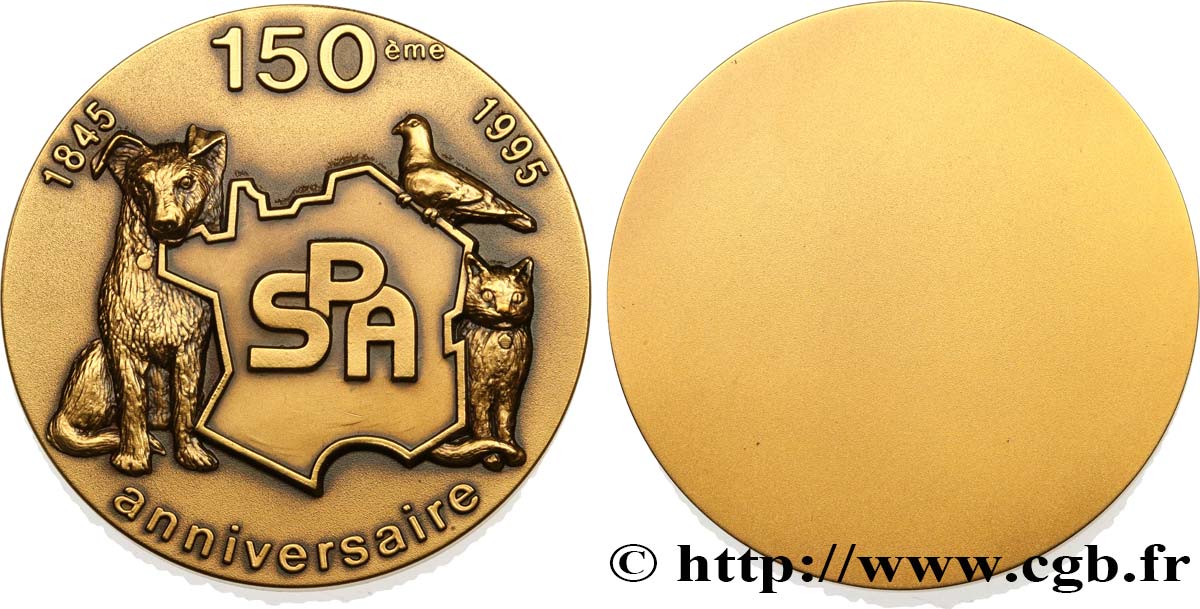 SOCIÉTÉS DE BIENFAISANCE Médaille, 150e anniversaire de la SPA AU