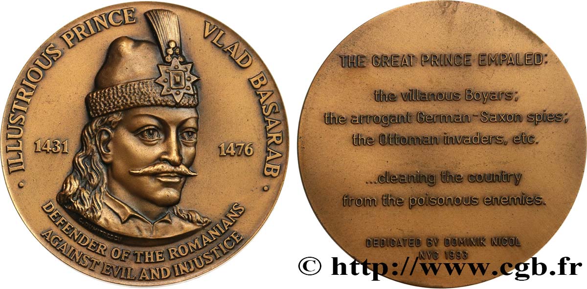 ROMANIA Médaille, Prince Vlad Basarab XF