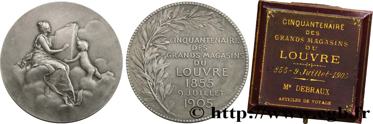 TROISIÈME RÉPUBLIQUE Médaille, Cinquantenaire des Grands Magasins du Louvre TTB+