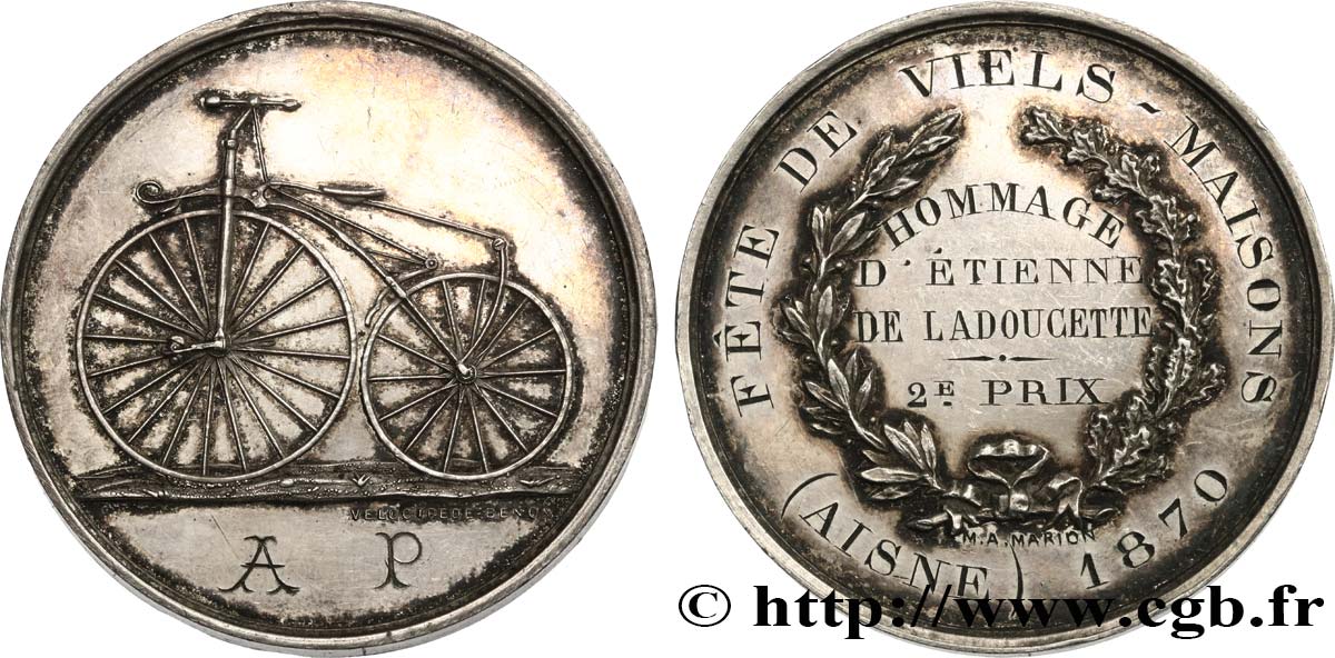 TROISIÈME RÉPUBLIQUE Médaille, 2e Prix, Vélocipède TTB