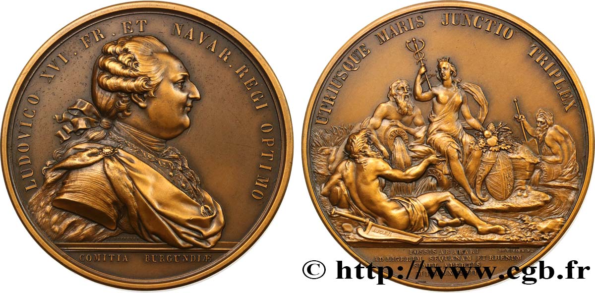 LOUIS XVI Médaille, canal du Centre, refrappe TTB+