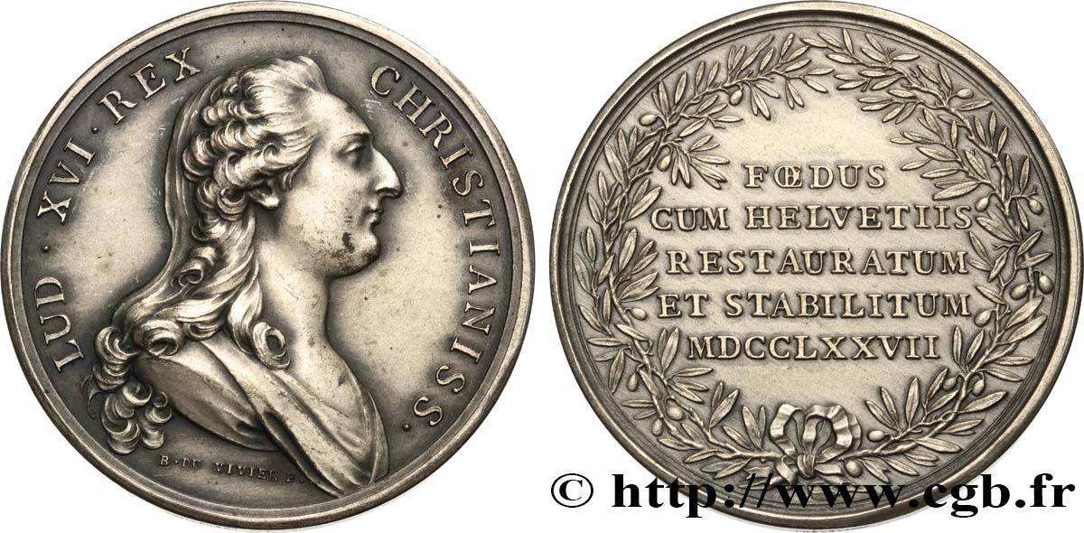 LOUIS XVI Médaille, Renouvellement de l’alliance avec les Suisses XF/AU