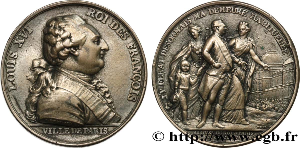 LOUIS XVI Médaille de l’arrivée du roi à Paris XF