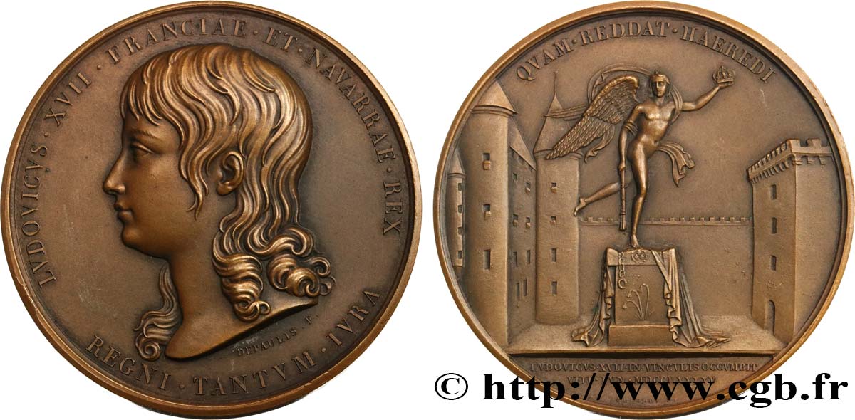 LOUIS XVII Médaille, prison du Temple, refrappe SUP