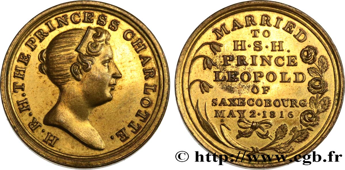 GRANDE-BRETAGNE - GEORGES III Médaille, Mariage de Charlotte Augusta, Princesse de Galles, et Léopold Georges, Prince de Saxe-Cobourg-Saalfeld TTB+