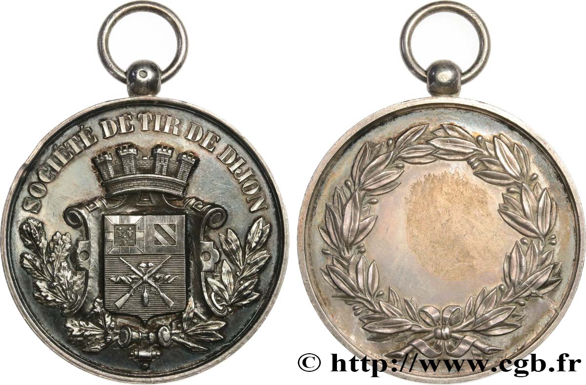 SHOOTING AND ARQUEBUSE Médaille, Société de tir de Dijon AU/AU