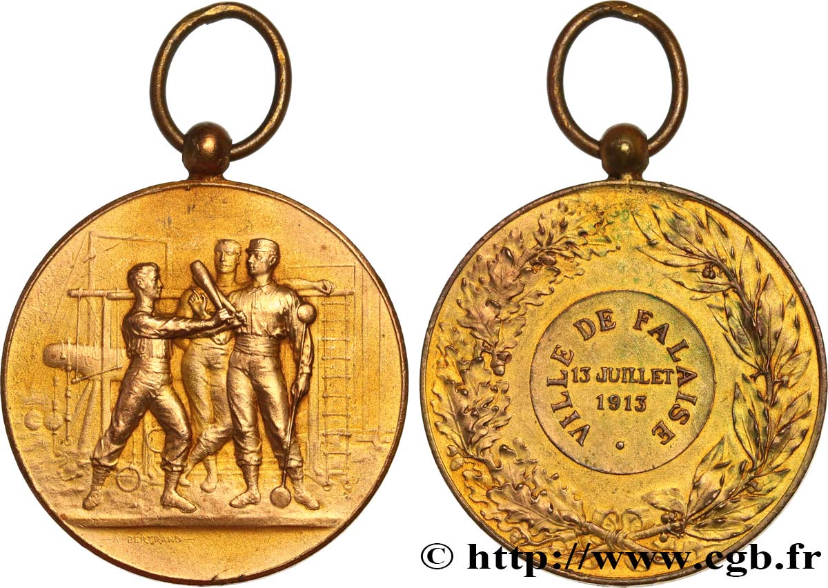 TROISIÈME RÉPUBLIQUE Médaille de récompense, Ville de Falaise TTB