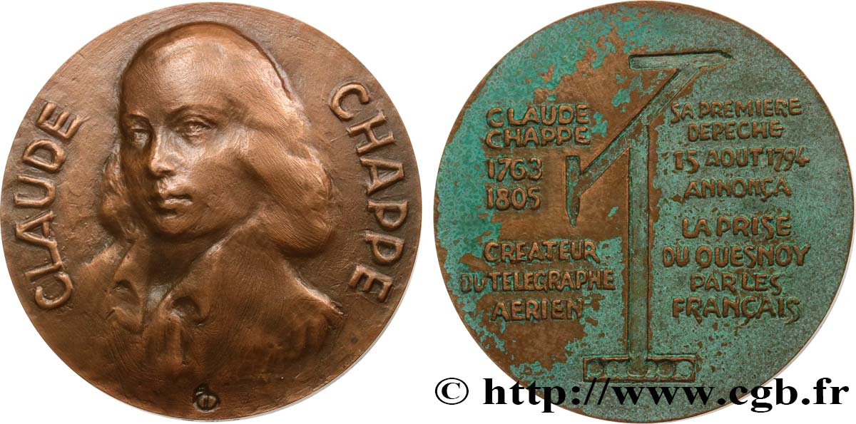 SCIENCES & SCIENTIFIQUES Médaille, Claude Chappe EBC