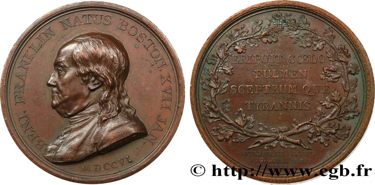 LOUIS XVI Médaille, 80 ans de Benjamin Franklin AU