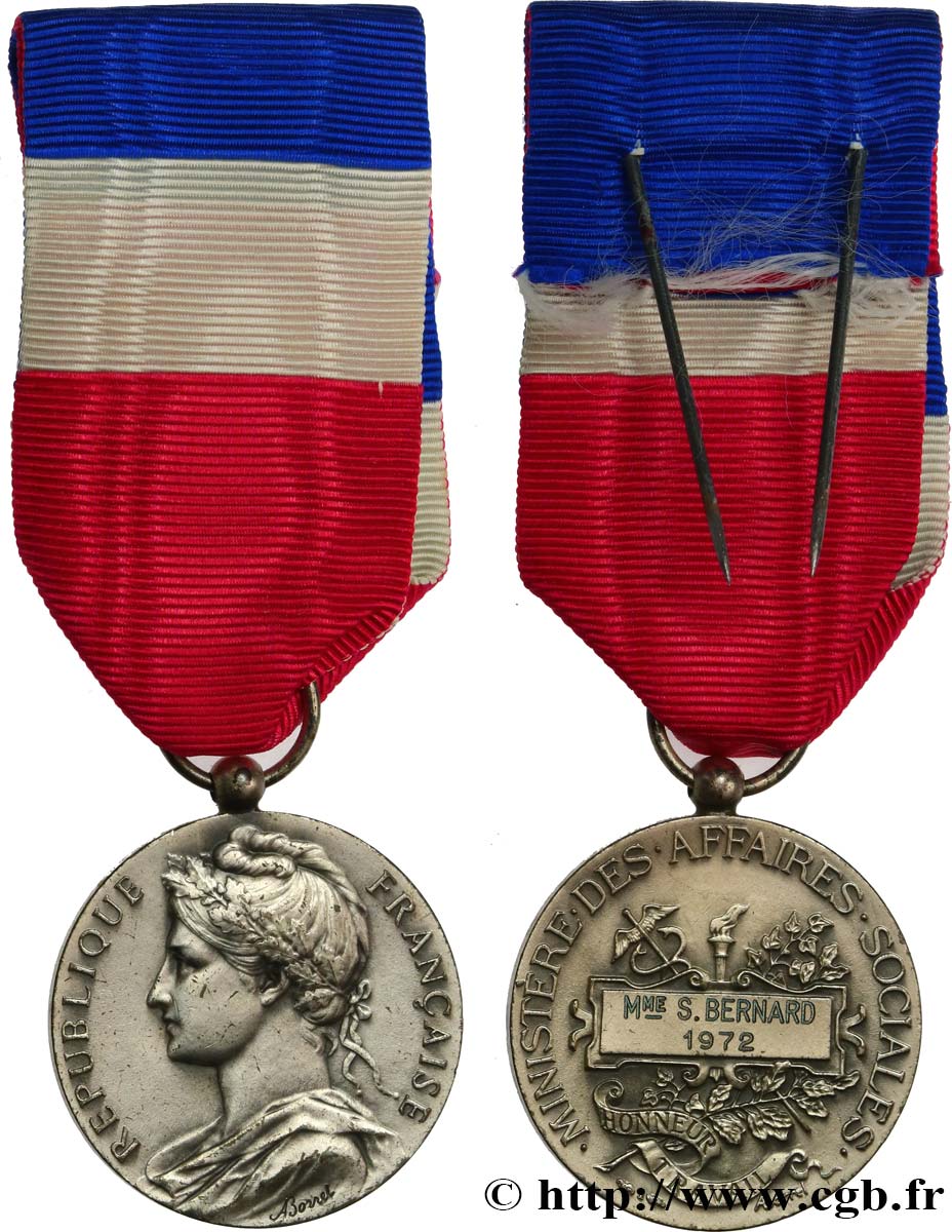 QUINTA REPUBLICA FRANCESA Médaille d’honneur du travail, Ministère des affaires sociales MBC