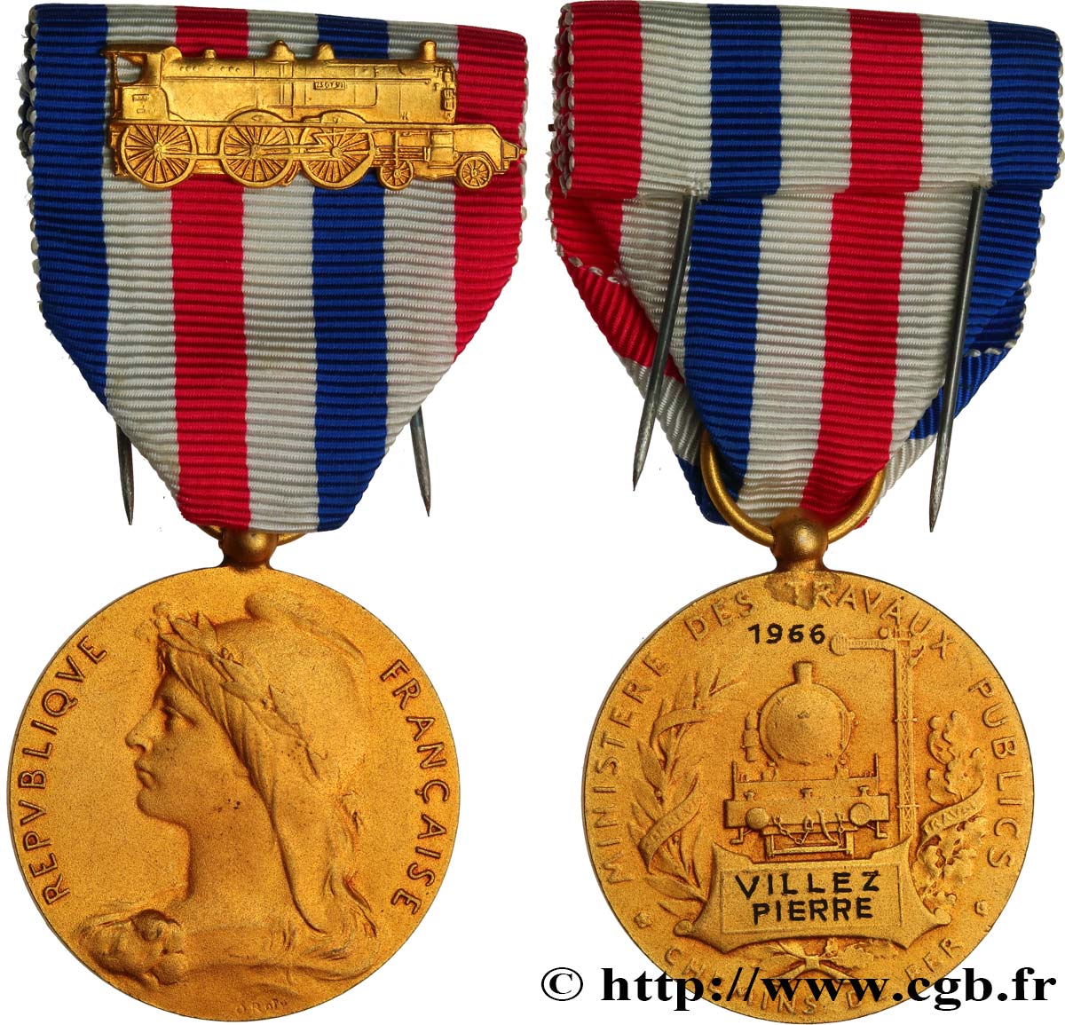 VIERTE FRANZOSISCHE REPUBLIK Médaille des Chemins de Fer, Ministère des travaux publics fVZ