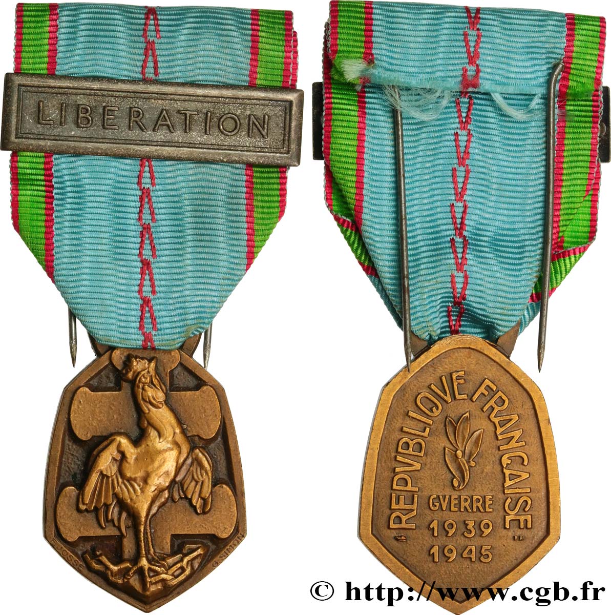 PROVISORY GOVERNEMENT OF THE FRENCH REPUBLIC Médaille commémorative française de la guerre 1939-1945 EBC