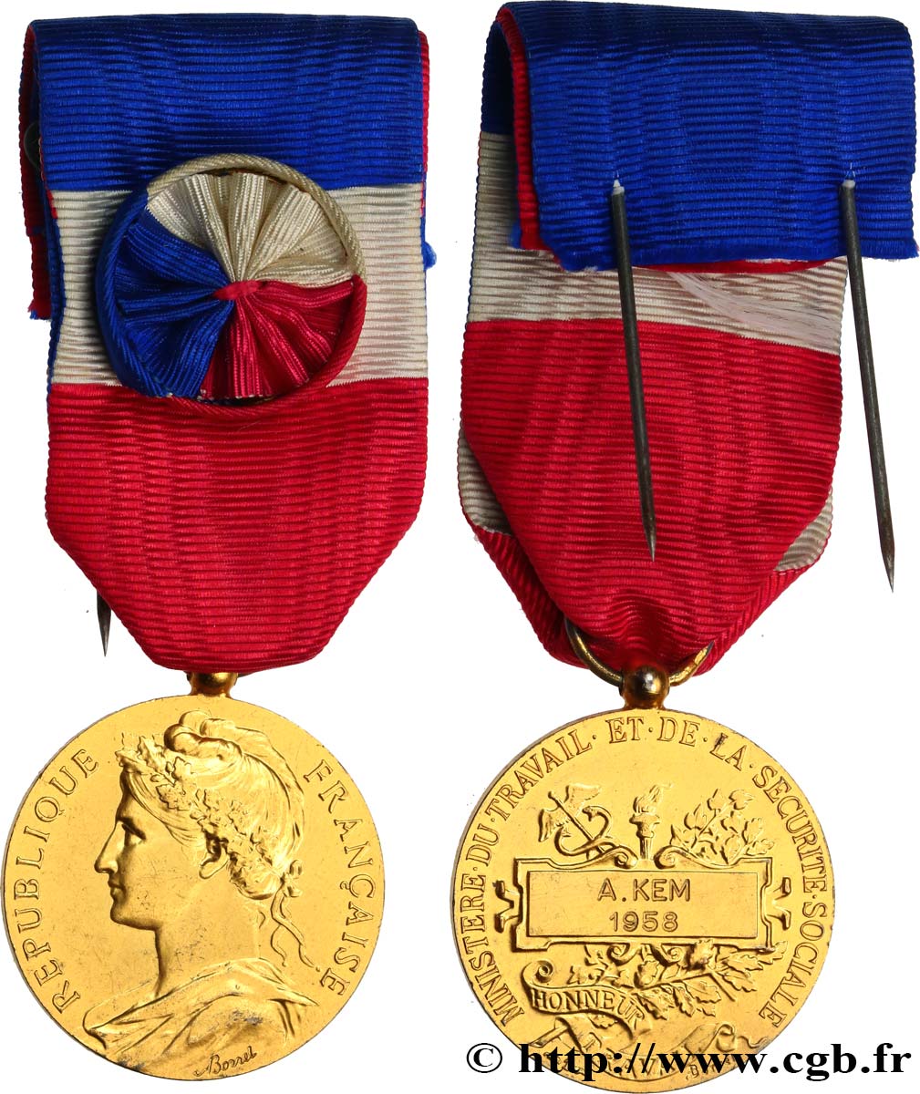 QUATRIÈME RÉPUBLIQUE Médaille d’honneur du Travail, Ministère du Travail et de la Sécurité Sociale, 30 ans TTB+