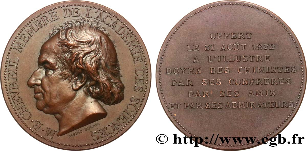 SCIENCES & SCIENTIFIQUES Médaille, Michel-Eugène Chevreul  AU