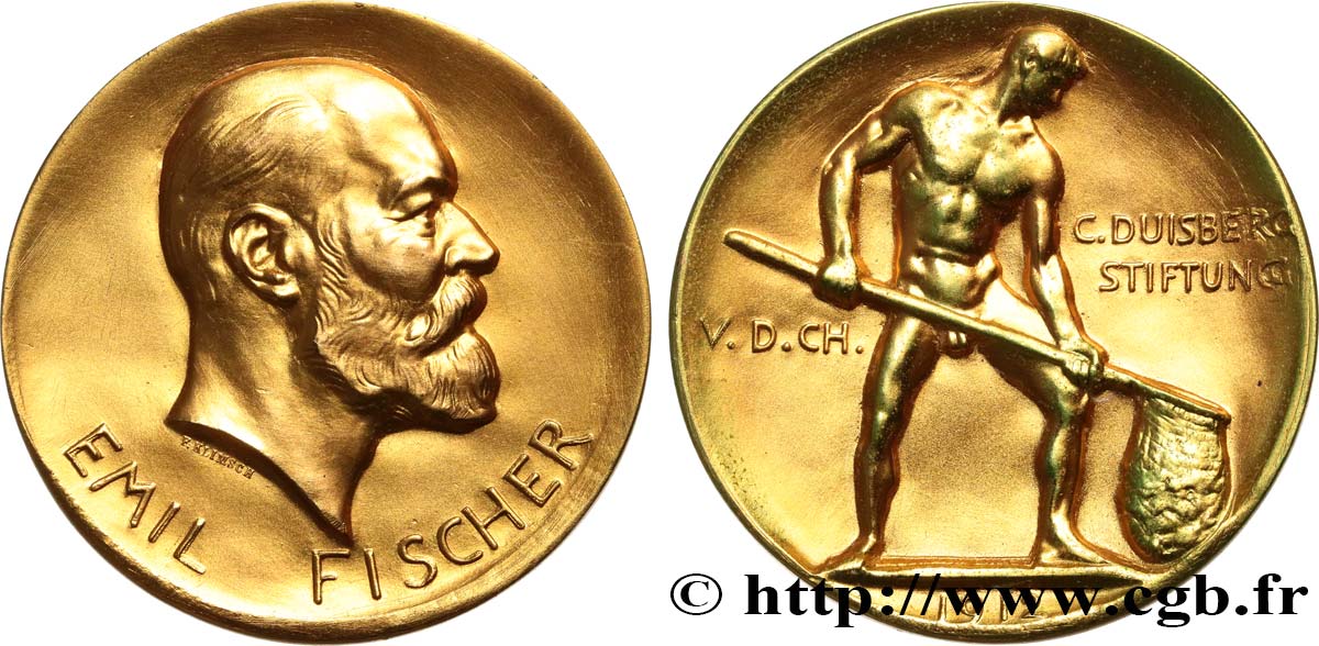 SCIENCES & SCIENTIFIQUES Médaille, Emil Fischer TTB+