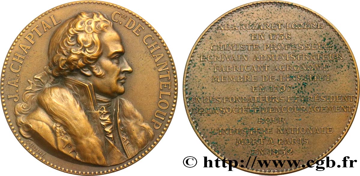 SCIENCES & SCIENTIFIQUES Médaille, Jean-Antoine Chaptal, comte de Chanteloup TTB