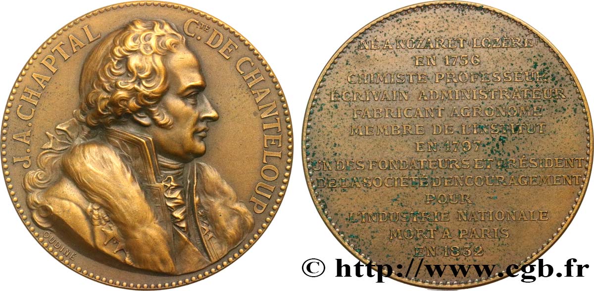 SCIENCES & SCIENTIFIQUES Médaille, Jean-Antoine Chaptal, comte de Chanteloup MBC