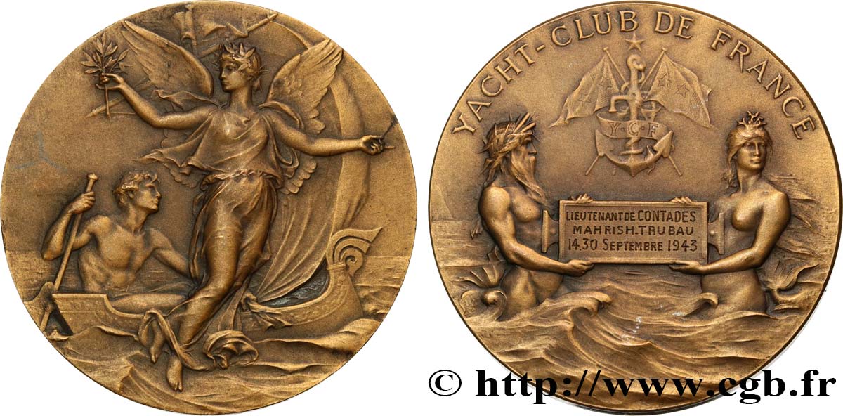 ÉTAT FRANÇAIS Médaille de récompense, Yacht-Club de France TTB+