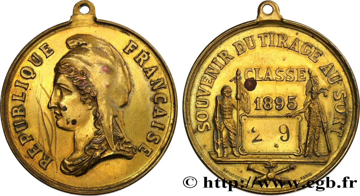 III REPUBLIC Médaille, Souvenir du tirage au sort XF