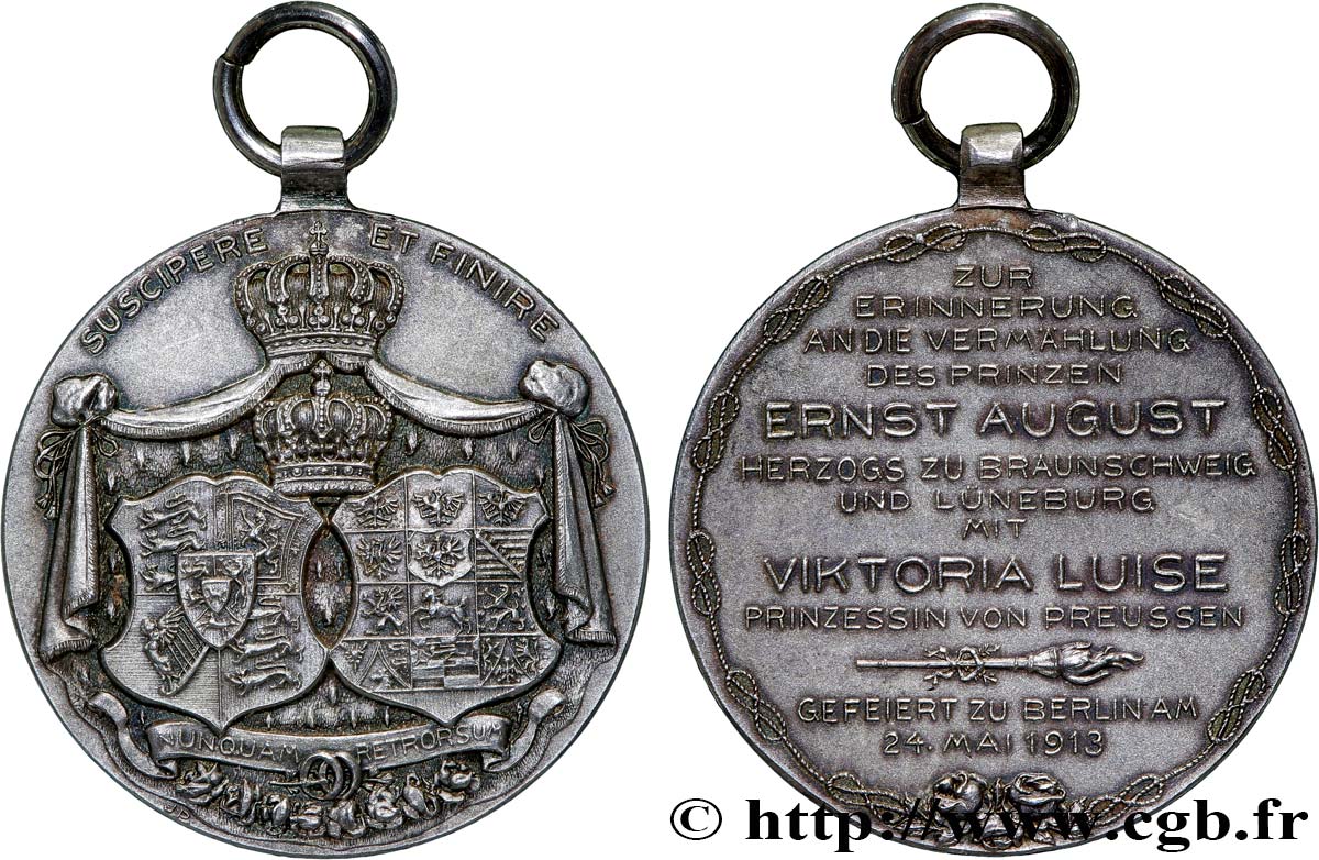 DEUTSCHLAND - HANNOVER Médaille, Mariage de Victoria Louise de Prusse et Ernst Auguste III de Hanovre fVZ