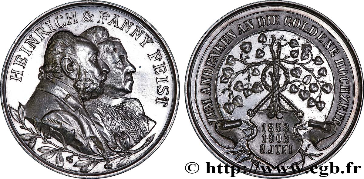 GERMANY Médaille, Noces d’or d’Heinrich et Fanny Feist AU