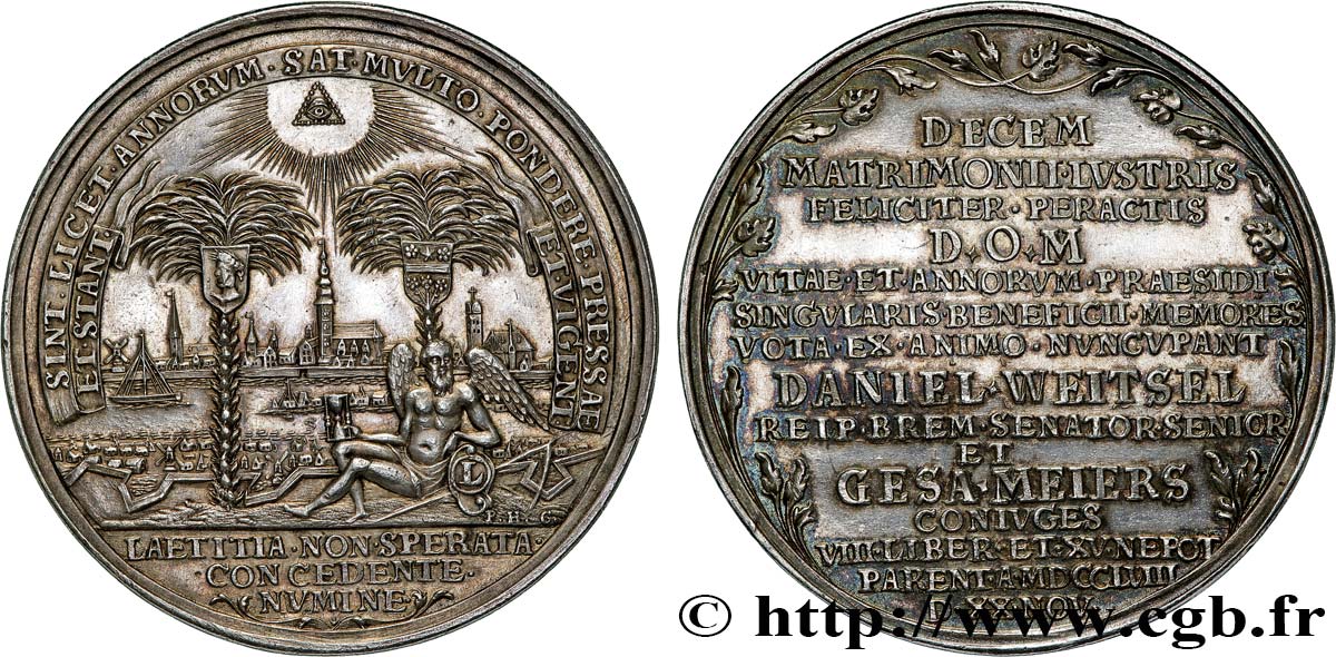 GERMANIA Médaille, Noces d’or de Daniel Weitsel et Gesa née Meiers q.SPL