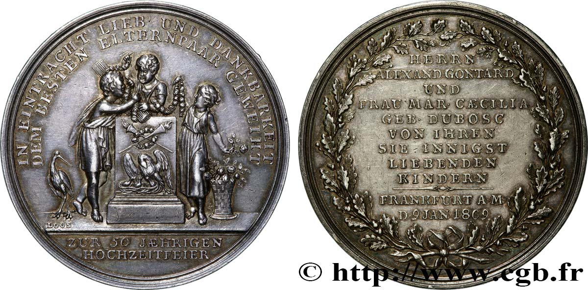 DEUTSCHLAND Médaille, Noces d’or d’Alexandra et Cécilia Gontard fVZ