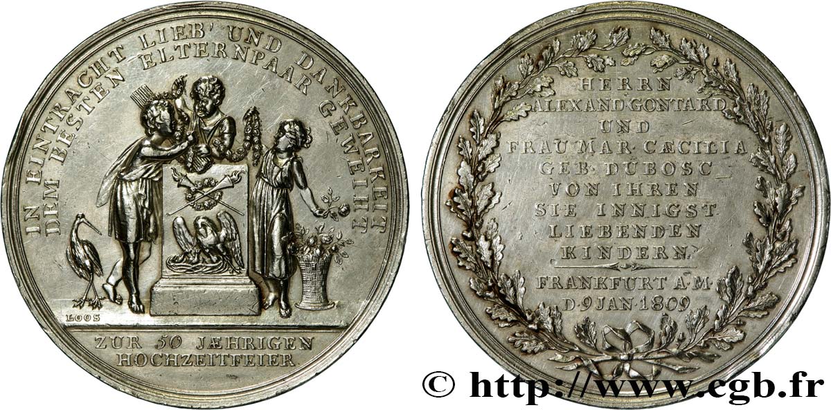 ALLEMAGNE Médaille, Noces d’or d’Alexandra et Cécilia Gontard TTB+