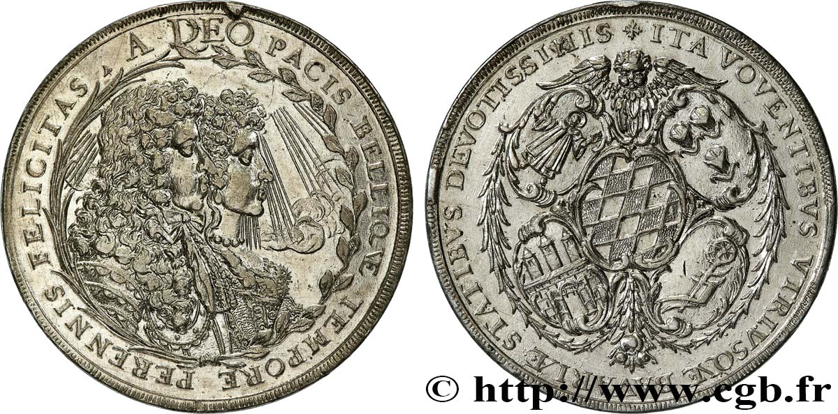 ALLEMAGNE - DUCHÉ DE BAVIÈRE - MAXIMILIEN II Médaille, Mariage de Maximilien Emmanuel de Bavière et de Marie Antoinette d’Autriche fVZ