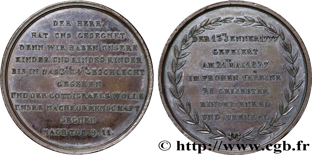DEUTSCHLAND Médaille, Noces d’or de Bénédikt et Caroline de Mieg fVZ
